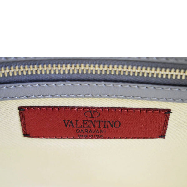 VALENTINO GARAVANI Rockstud Medium Leather Top Handle Shoulder Bag Dark Grey