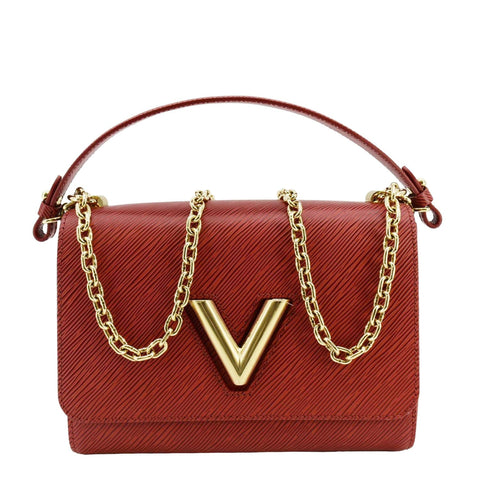 LOUIS VUITTON Twist MM Epi Leather Chain Shoulder Bag Red