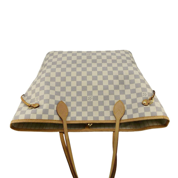 LOUIS VUITTON Neverfull MM Damier Azur Tote Shoulder Bag White