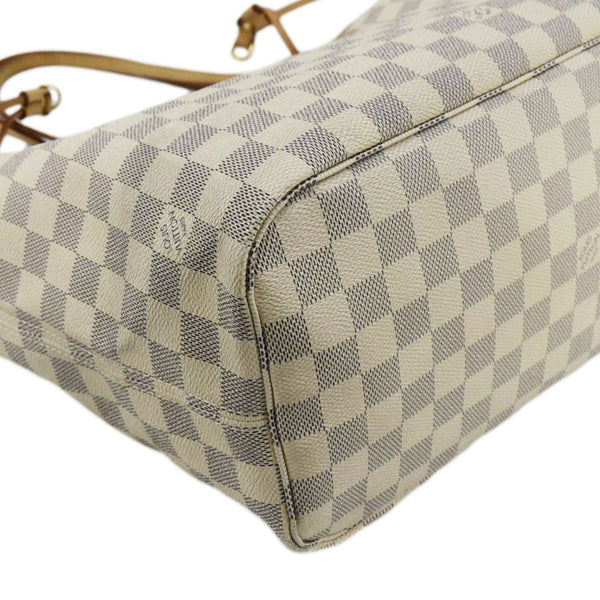 LOUIS VUITTON Neverfull MM Damier Azur Tote Shoulder Bag White
