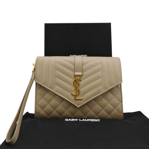 YVES SAINT LAURENT Envelope Flap Shoulder Bag Beige front 