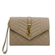 YVES SAINT LAURENT Envelope Flap Shoulder Bag Beige front side