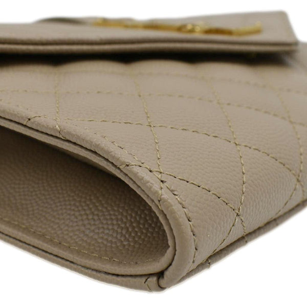 YVES SAINT LAURENT Envelope Flap Matelasse Leather Shoulder Bag Beige