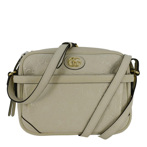 GUCCI GG Star Leather Crossbody Bag Off White 675776