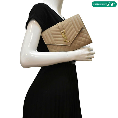 YVES SAINT LAURENT Envelope Flap Shoulder Bag Beige dummmy look