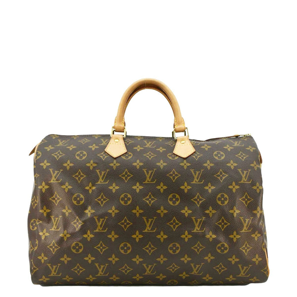 LOUIS VUITTON Speedy 40 Monogram Canvas Satchel Bag Brown