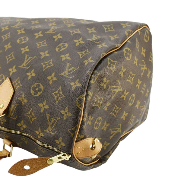 LOUIS VUITTON Speedy 40 Monogram Canvas Satchel Bag Brown