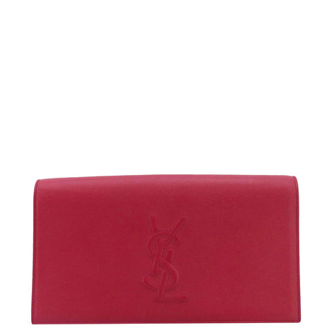 YVES SAINT LAURENT Belle de Jour Leather Clutch Bag Fuchsia
