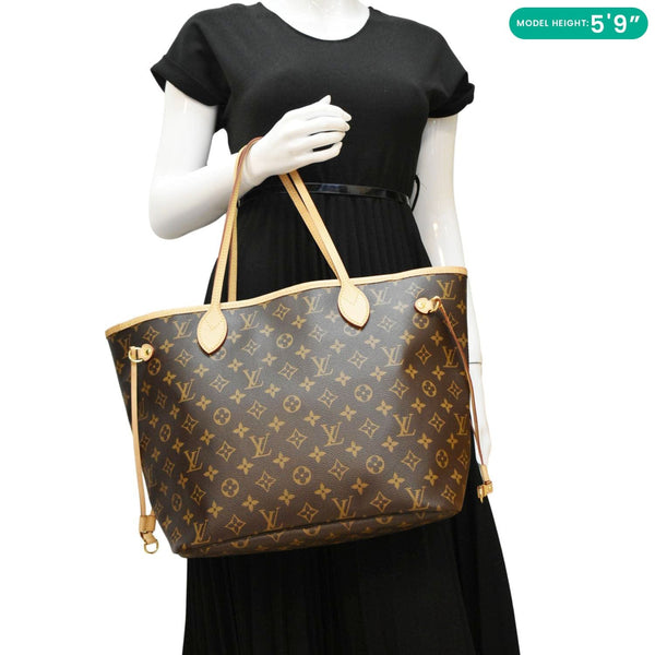 LOUIS VUITTON Neverfull MM Monogram Canvas Tote Bag Brown