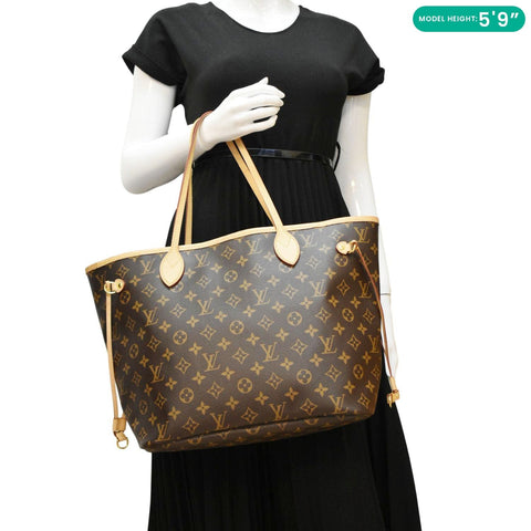LOUIS VUITTON Neverfull MM Monogram Canvas Tote Bag Brown