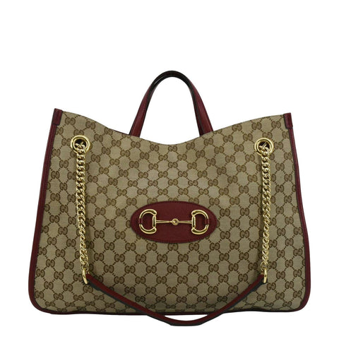 GUCCI Large Horsebit 1955 GG Supreme Canvas Shoulder Bag Red 623695