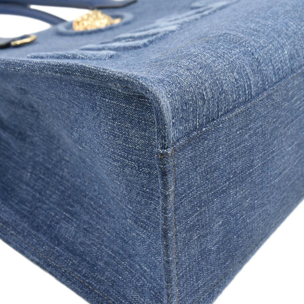 VERSACE La Medusa Large Denim Leather Tote Bag Blue