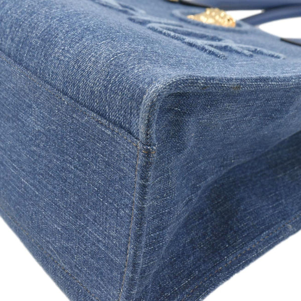 VERSACE La Medusa Large Denim Leather Tote Bag Blue