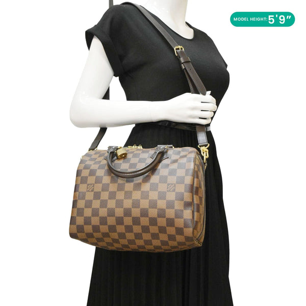 LOUIS VUITTON Speedy 25 Bandouliere Damier Ebene Shoulder Bag Brown