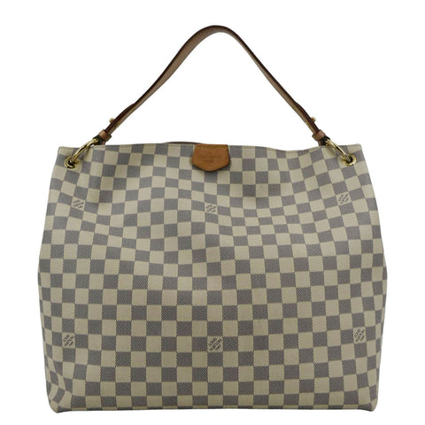 LOUIS VUITTON Graceful MM Damier Azur Shoulder Bag White