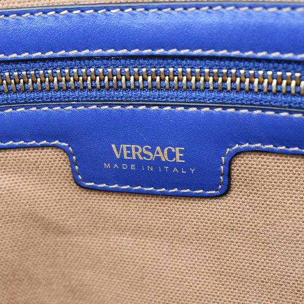VERSACE La Medusa Large Denim Leather Tote Bag Blue
