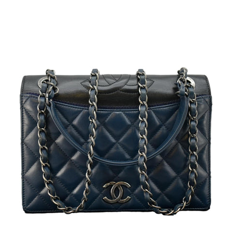 CHANEL Ballerine Flap Medium Quilted Leather Crossbody Bag Navy Blue