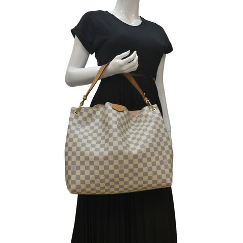 LOUIS VUITTON Graceful MM Damier Azur Shoulder Bag White
