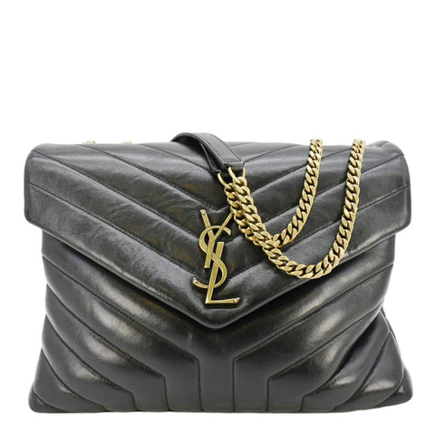 YVES SAINT LAURENT Loulou Medium Quilted Leather Crossbody Bag Black