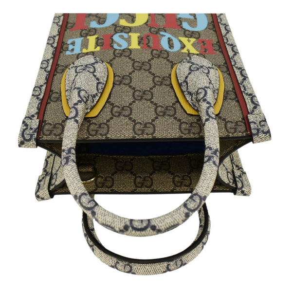 GUCCI Exquisite Mini GG Supreme Canvas Vertical Tote Shoulder Bag Beige