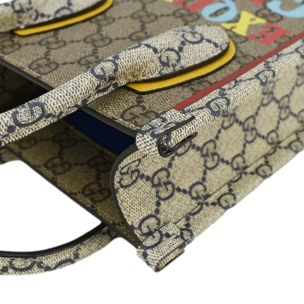 GUCCI Exquisite Mini GG Supreme Canvas Vertical Tote Shoulder Bag Beige