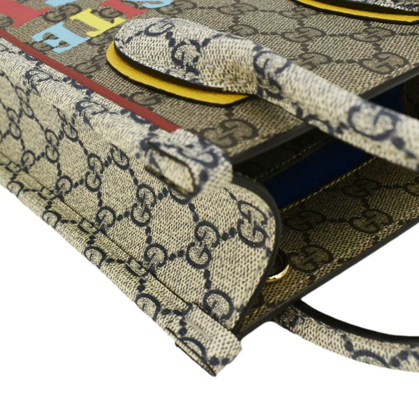 GUCCI Exquisite Mini GG Supreme Canvas Vertical Tote Shoulder Bag Beige