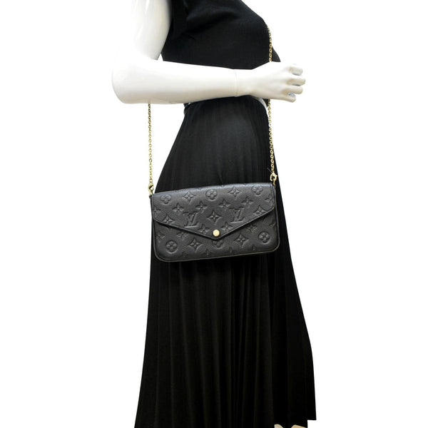 LOUIS VUITTON Felicie Monogram Empreinte Pochette Crossbody Bag Black