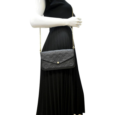 LOUIS VUITTON Felicie Monogram Empreinte Pochette Crossbody Bag Black