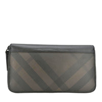 BURBERRY Check Canvas Zip Around Wallet Grey