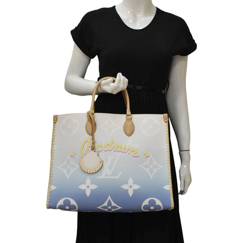 LOUIS VUITTON Onthego GM  By The Pool Raffia Portofino Canvas Tote Bag Multicolor