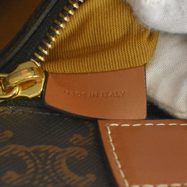 CELINE Triomphe Vertical Cabas Small Canvas Shoulder Bag Tan