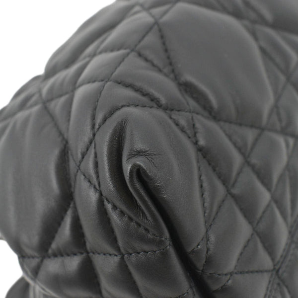 CHRISTIAN DIOR Medium Toujours Shoulder Bag Black Leather with corner view of bag