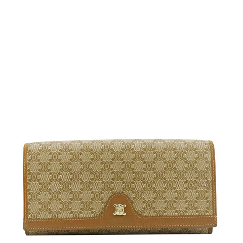 CELINE Vintage Macadam Canvas Wallet Beige