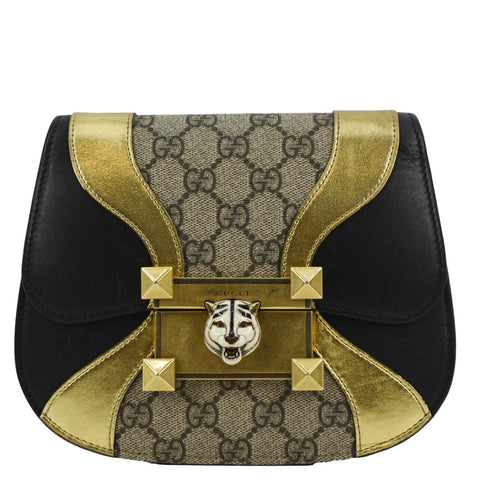 GUCCI Ogilide GG Supreme Canvas Shoulder Bag Gold 500781