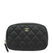 CHANEL Curvy Small Quilted Caviar Leather Cosmetic Pouch Black