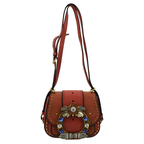 MIU MIU Madras Dahlia Leather Shoulder Bag Orange