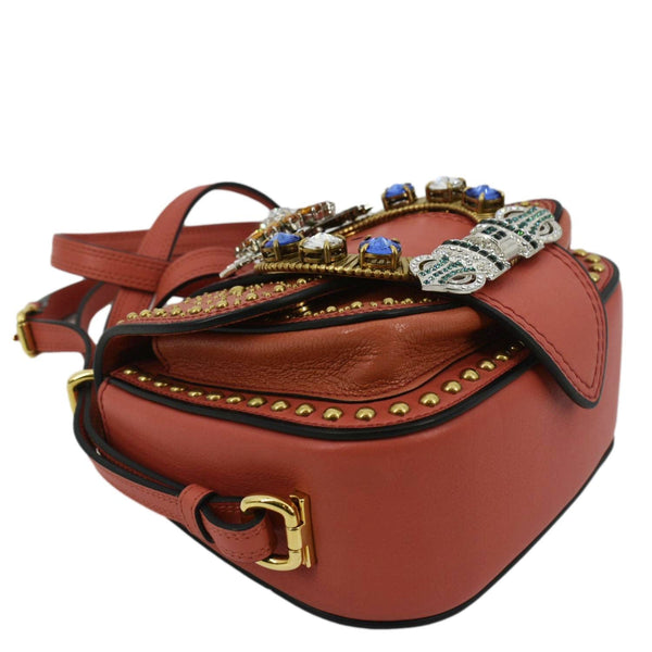 MIU MIU Madras Dahlia Leather Shoulder Bag Orange