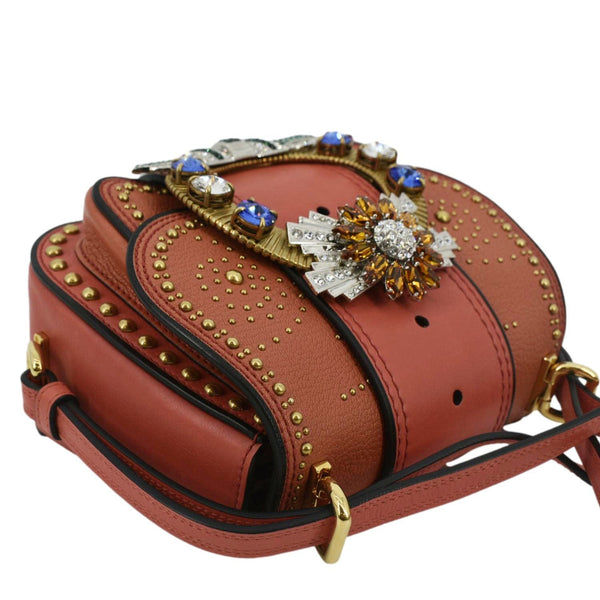 MIU MIU Madras Dahlia Leather Shoulder Bag Orange