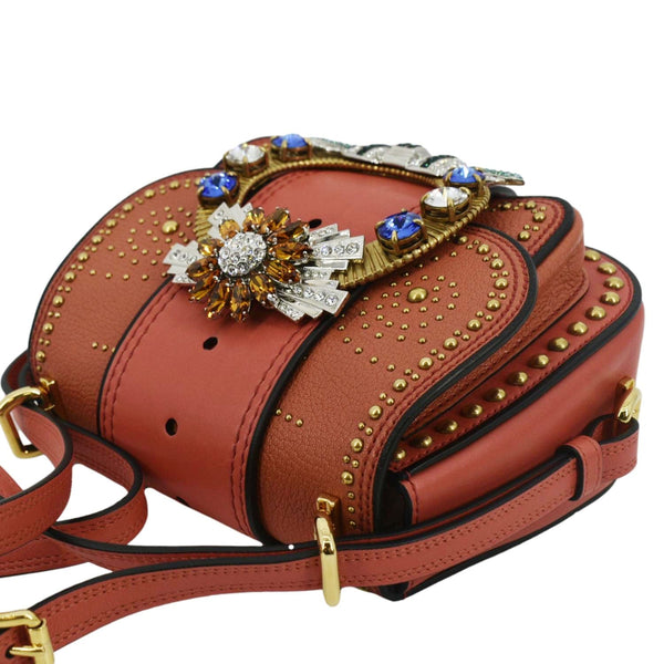 MIU MIU Madras Dahlia Leather Shoulder Bag Orange