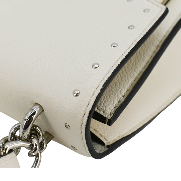 LOUIS VUITTON Mylockme Studded Leather Chain Shoulder Bag White