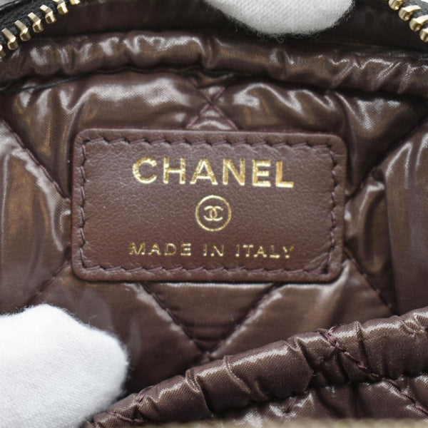 CHANEL Curvy Small Quilted Caviar Leather Cosmetic Pouch Black