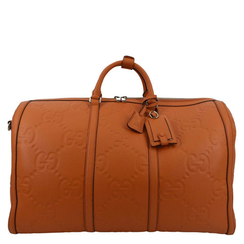 GUCCI Piuma Jumbo GG Leather Duffle Bag Orange 725129