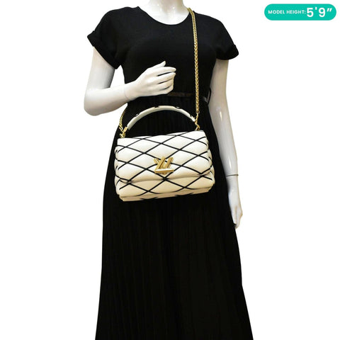 LOUIS VUITTON GO-14 MM Malletage Leather Shoulder Bag White