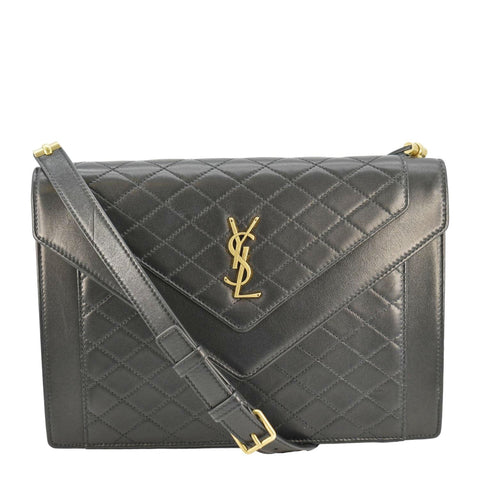 YVES SAINT LAURENT Gaby Small Envelope Quilted Leather Wallet Black