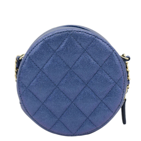 CHANEL Round Clutch  Crossbody Bag Shiny Blue back