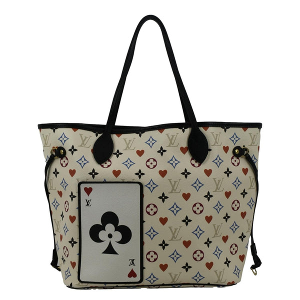 LOUIS VUITTON Game On Neverfull leather Shoulder Bag White with full front