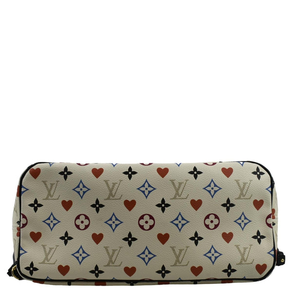 LOUIS VUITTON Game On Neverfull leather Shoulder Bag White with lower view