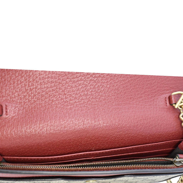 GUCCI Web Queen Margaret Mini GG Supreme Canvas Chain Wallet Beige 476079