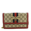 GUCCI Web Queen Margaret Mini GG Supreme Canvas Chain Wallet Beige 476079