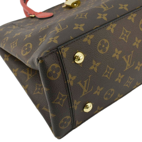 LOUIS VUITTON Flower Monogram Canvas Tote Shoulder Bag Cerise